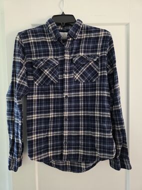Classic Navy Plaid Flannel Shirt -Boy's